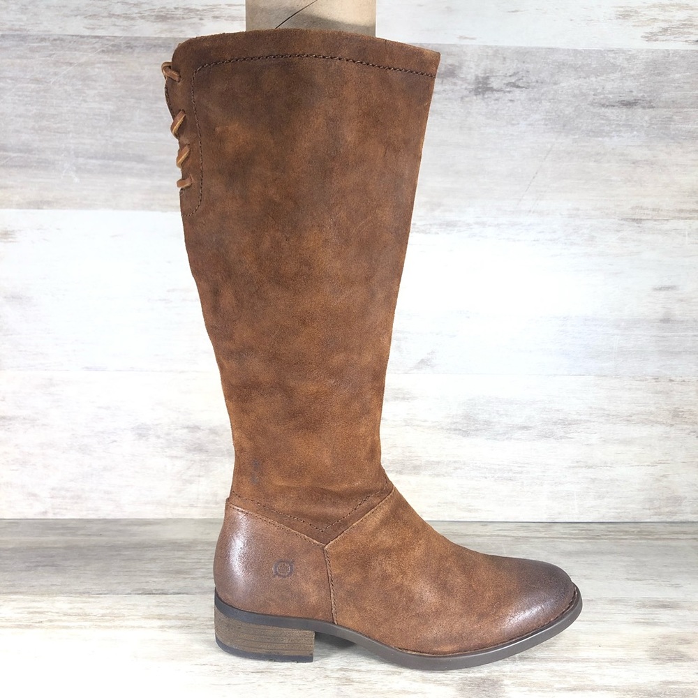 Born Hayden Distressed Leather Zip Up Boot Brown Women  7.5